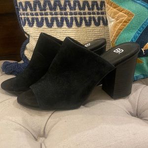 BP Suede Peep-toe Mules